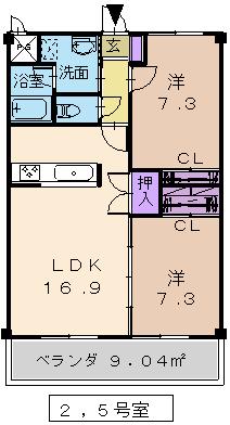 2号室・5号室 間取り